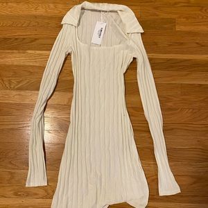 Reformation white collared bodycon dress
